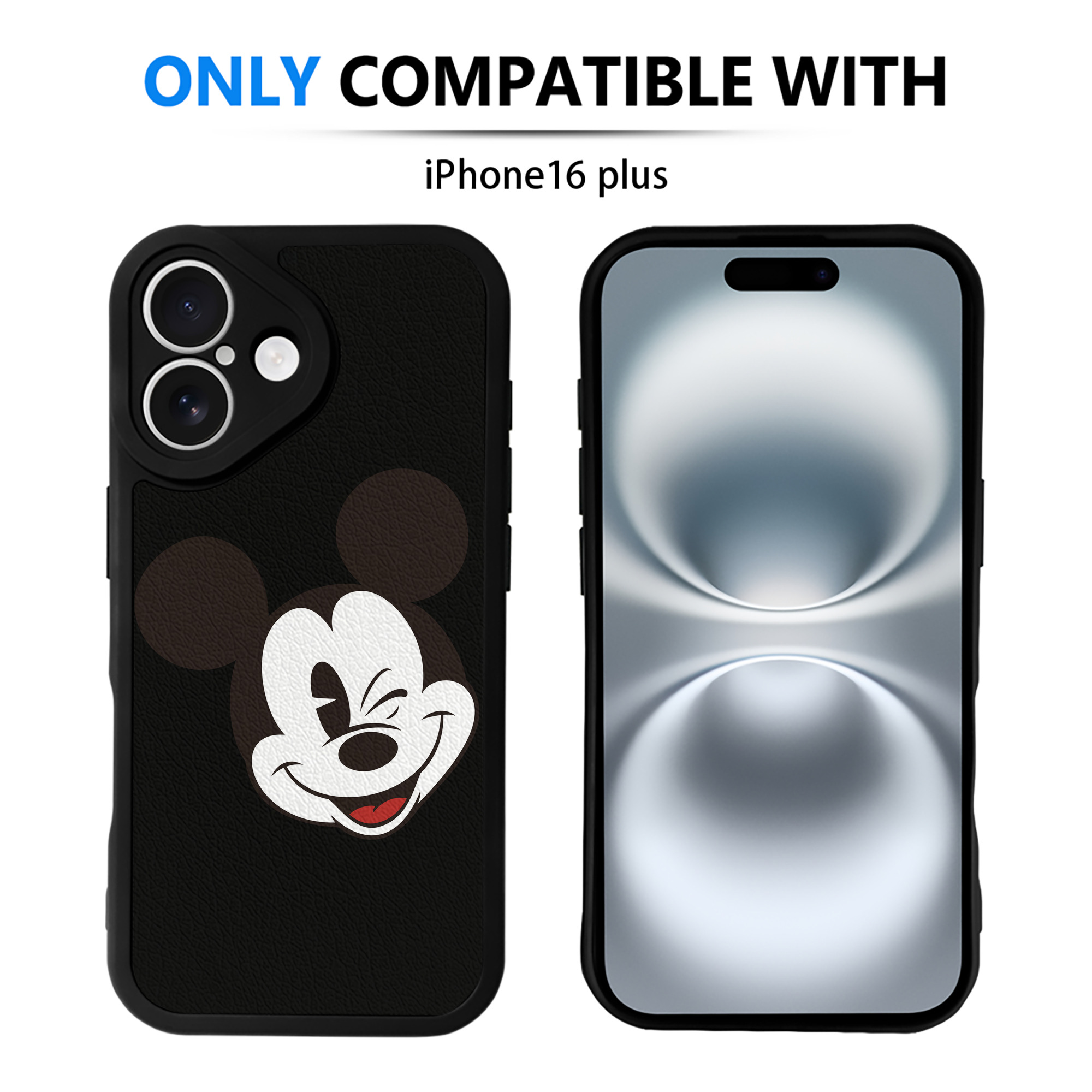（画像用） ミッキーマウス Mickey Mouse 【iPhone 16シリーズ対応】シリコンスマホケース（レザー調） 材質：シリコン
